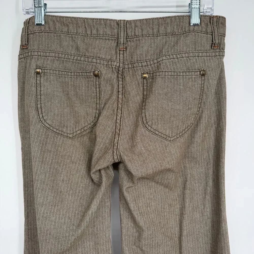 Free‎ People Pants Women’s 29 Brown Ultra Wide Leg Herringbone Bohemian Hippie